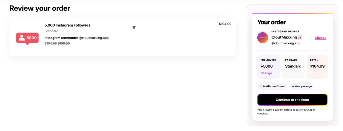 Review before checkout